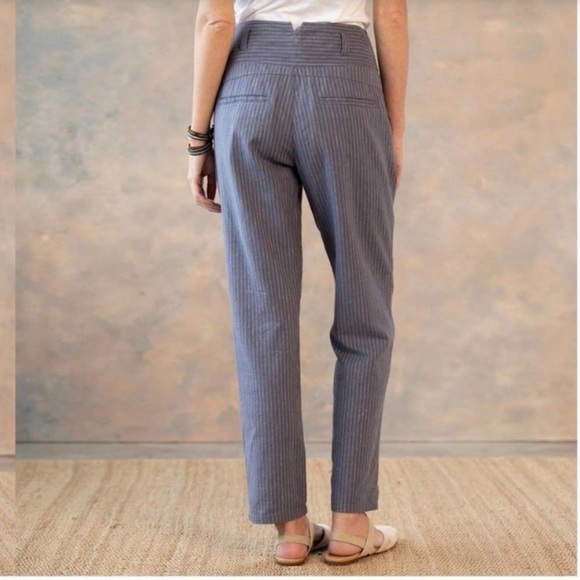 Sundance Amelia Linen Blend Pinstripe Trouser Pants in Blue Gray Size 4 - Picture 9 of 10